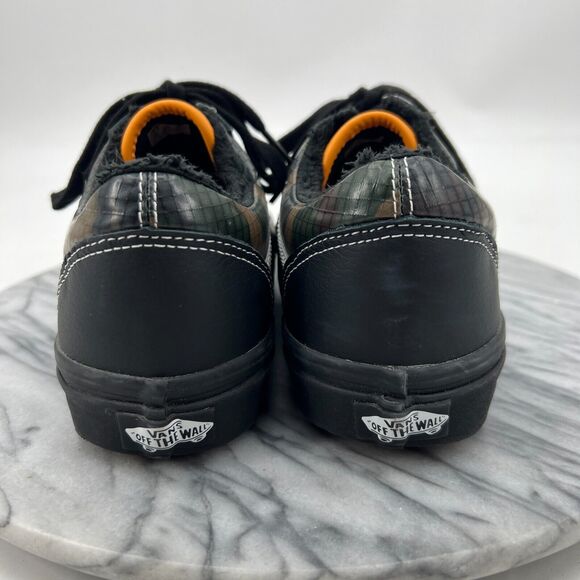VANS Womens 9 All Weather MTE Old Skool Shoe Black Camo Faux Fur Low Top Lace Up - Picture 5 of 11